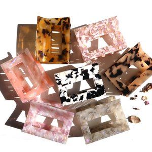 French Tortoise Shell Acetate Rectangle Hair Claw Hair Clip (7 Multi-color )